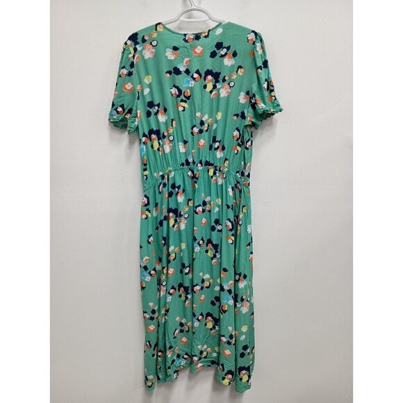 A.N.A A New Approach Womens Faux Wrap BOHO Dress Size XXL Green Floral Midi - Picture 9 of 9